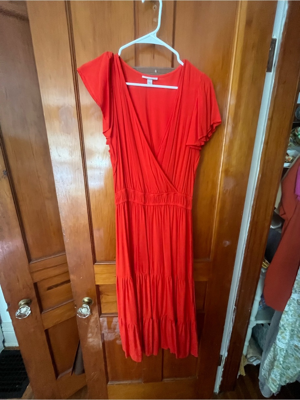 Knox Rose Red Tiered Midi Dress